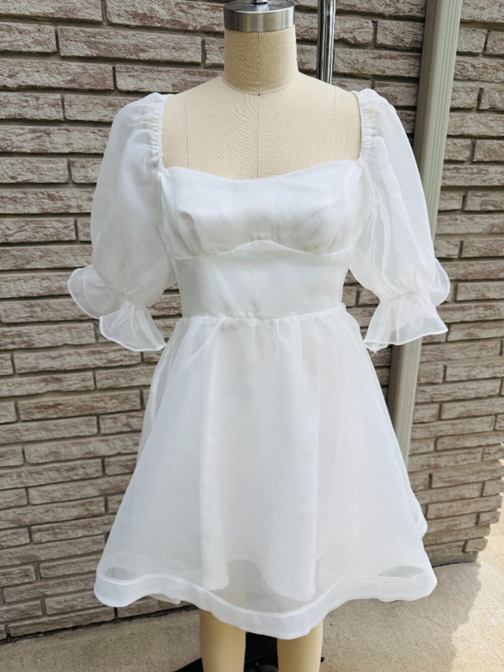 Hello Molly Be A Princess White Puff Sleeve Mini Dress Size Medium US 6
